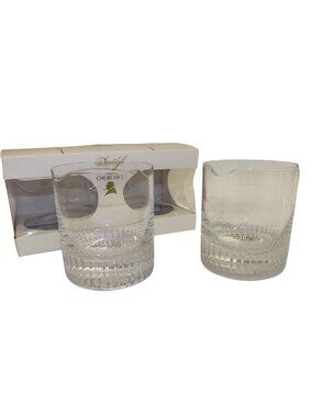 Davidoff Winston Churchill Cigar Spirit Glass Etched Set  2 Notches Holds Cigar